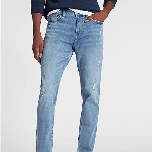 Express Mens Slim Distressed Jeans - Picture 2 of 6